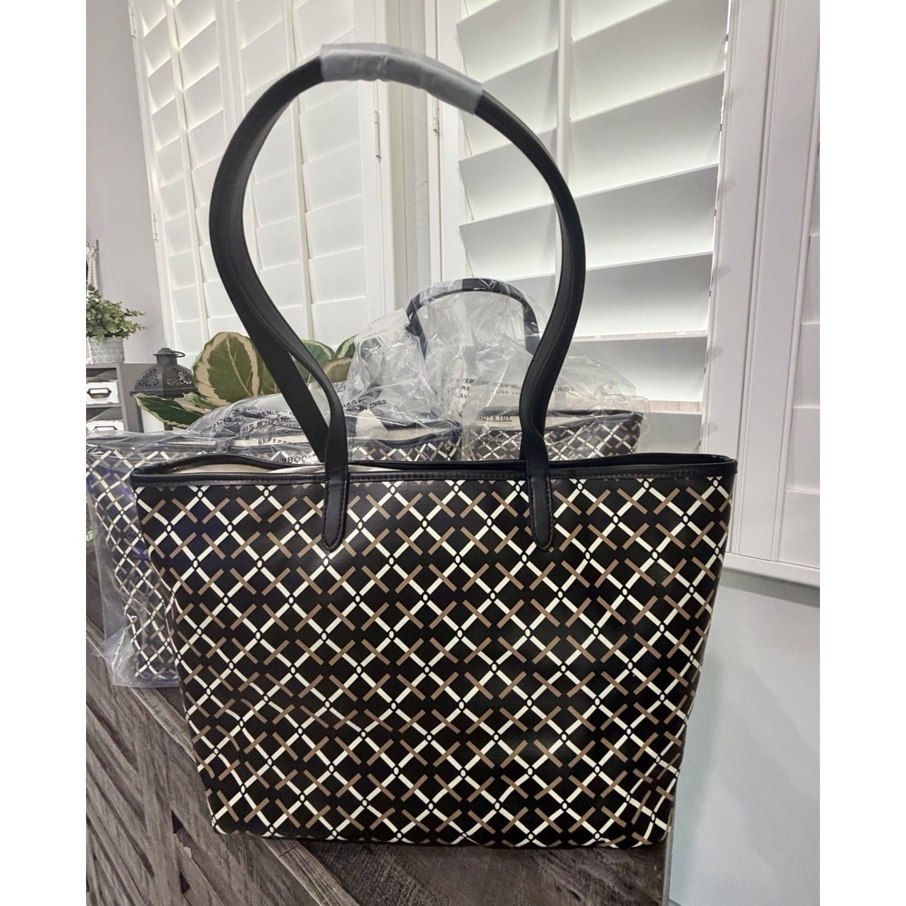 A New Day Black‎ Monogram Tote Bag Geometric Commuter Tote Minimalist Chic Boho